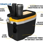 Caixa Termica Cooler 20 Litros Preto E Amarelo Termolar