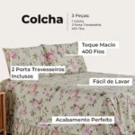 Kit Colcha Cobre Leito King 200 Fios Toque Macio 3 Peças com Porta Travesseiro