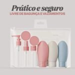Kit de Viagem Frascos Recarregaveis Para Shampoo Condicionador Sabonete Creme Alcool em Gel Maquiagem e Cosmeticos em Geral – Premium