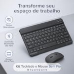 Combo Teclado e Mouse Bluetooth Ultrafino Sem Fio, Portátil e Recarregável E Teclado sem Fio