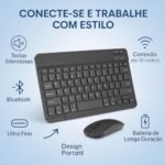 Combo Teclado e Mouse Bluetooth Ultrafino Sem Fio, Portátil e Recarregável E Teclado sem Fio