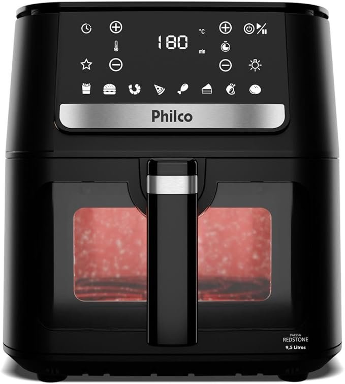 Air Fryer Philco 9,5L Visor Glass Redstone 1800W PAF95A 220V