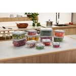 Electrolux Kit 12 Potes Herméticos de Plástico Retangulares, Multiuso, Vedação Silicone, BPA Free, Porta Mantimentos