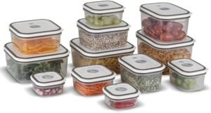 Electrolux Kit 12 Potes Herméticos de Plástico Retangulares, Multiuso, Vedação Silicone, BPA Free, Porta Mantimentos