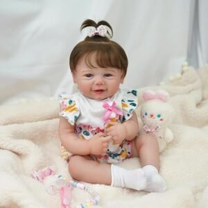 Brastoy Boneca Bebê Reborn Menina Realista Olhos Azuis 48cm Corpo de Silicone Original