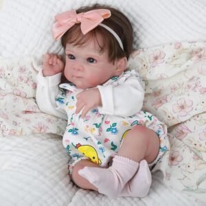 Bebê Reborn Boneca Silicone Menina Realista Olhos Azuis 48cm Com Acessórios