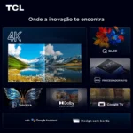 Smart TV TCL 65 Polegadas QLED 4K P7K WiFi Bluetooth Google TV HDR10+ Dolby Atmos Dolby Vision 65P7K