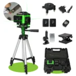 Kit Nível A Laser Verde 12 Linhas Esquadro + Suporte + Tripé Recarregável