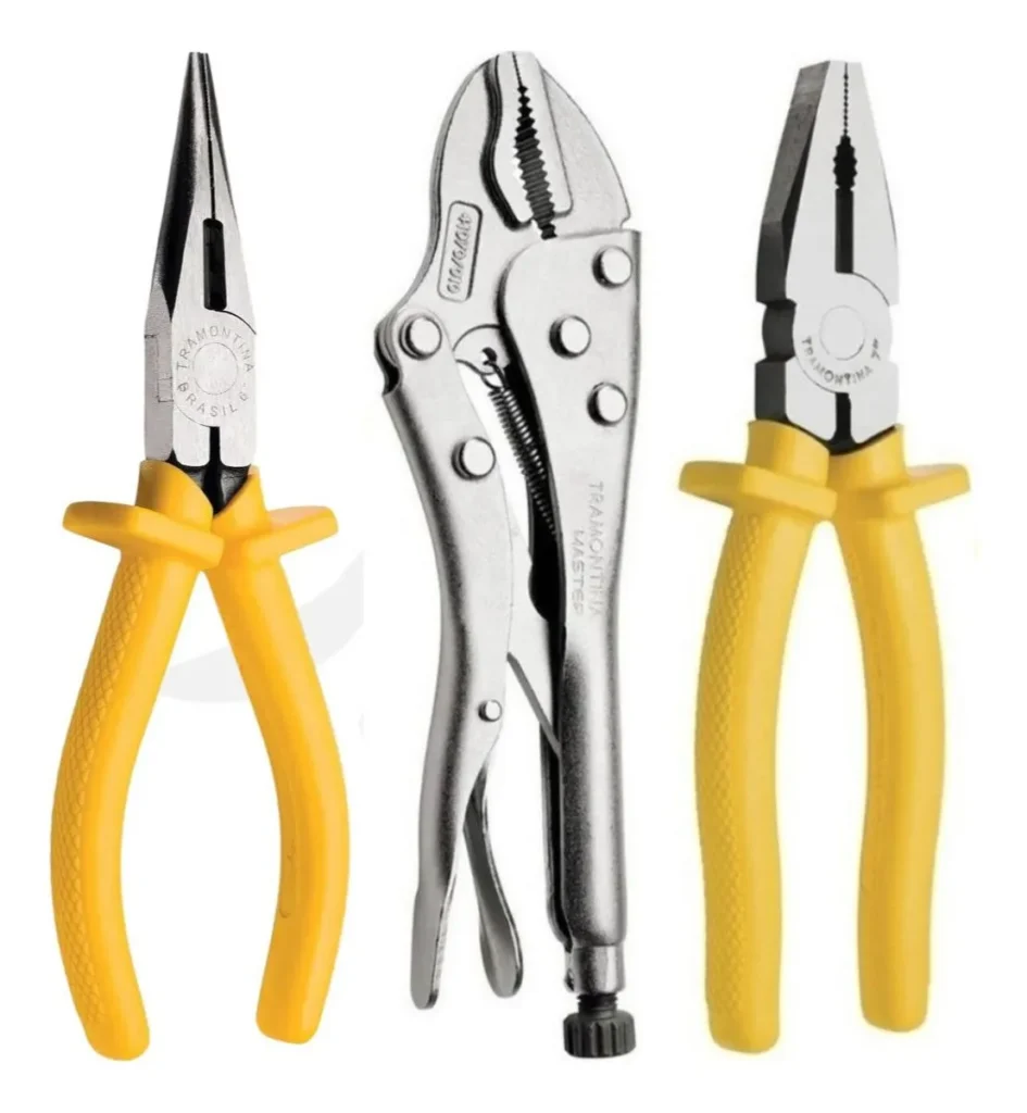 Kit Tramontina Alicate Universal + Alicate de Pressão Triangular + Alicate de Bico