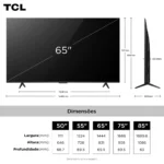 Smart TV TCL 65 Polegadas QLED 4K P7K WiFi Bluetooth Google TV HDR10+ Dolby Atmos Dolby Vision 65P7K