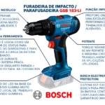 Parafusadeira E Furadeira De Impacto A Bateria 18v Bosch Gsb 183-li Maleta Com Kit Brocas E Bits Profissional 103 Peças