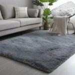Tapete saggy, felpudo. Dhalishop Shaggy cor Cinza-escuro liso – de 2m x 1.4m