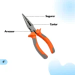 Alicate De Bico Meia Cana Reto 6” Cabo Emborrachado Laranja