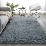 Tapete saggy, felpudo. Dhalishop Shaggy cor Cinza-escuro liso – de 2m x 1.4m