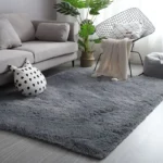 Tapete saggy, felpudo. Dhalishop Shaggy cor Cinza-escuro liso – de 2m x 1.4m