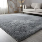 Tapete saggy, felpudo. Dhalishop Shaggy cor Cinza-escuro liso – de 2m x 1.4m