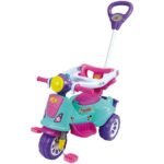 Triciclo Infantil Com Haste E Barra De Proteção Avespa Pink – Maral