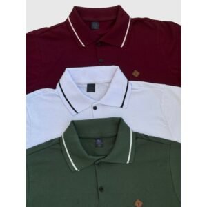 Kit 3 Camiseta Gola Polo Masculina 100% Algodão Cores Basicas Coloridas Camisa Para Homem