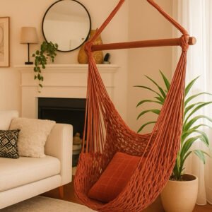 Rede Cadeira Balanço Descanso Teto Suspensa Trançada Reforçada