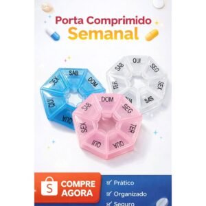 Porta Comprimido Estojo Caixa Organizadora Semanal