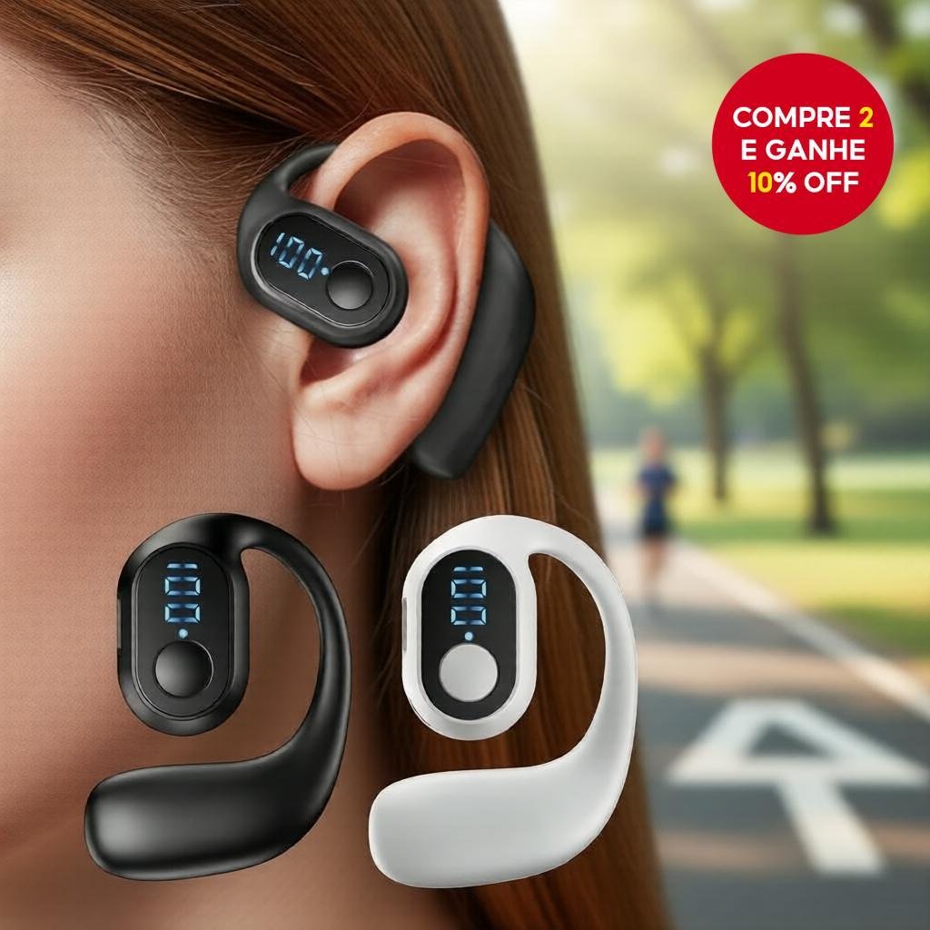 Fone de Ouvido Bluetooth Sem Fio Mono à Prova d’Água com Microfone e Longa Duração de Bateria – Compre 1 e leve 1 grátis