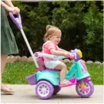 Triciclo Infantil Com Haste E Barra De Proteção Avespa Pink – Maral